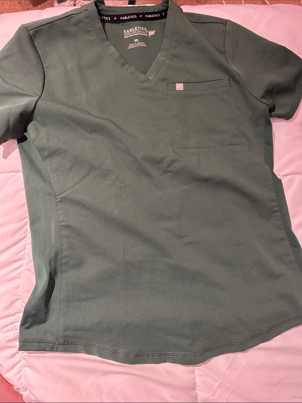 Fabletics Women's Olive Green V-Neck Scrub Top